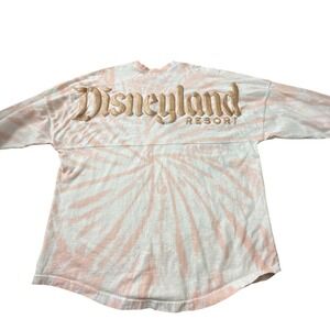 Disneyland Resort Spirit Jersey Peach Tie Dye Rose Gold Glitter Print L FF39